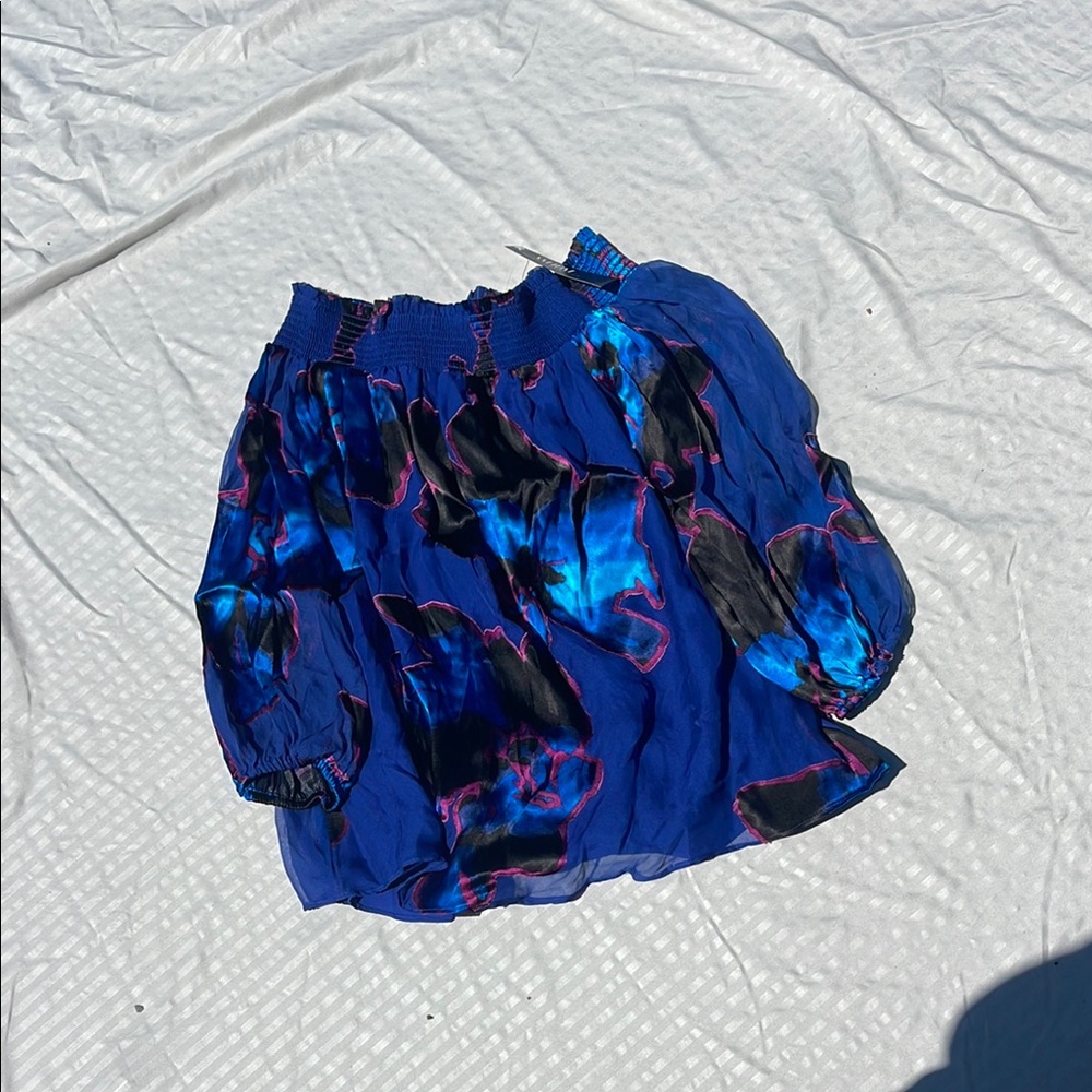 Blue and Black Women's Skirt